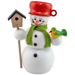 Räuchermännchen- Die Freundlichen - Schneemann mit Vogelhaus